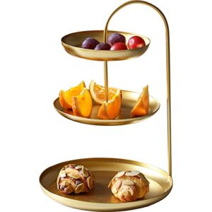 3-tier round gold jewelry tray organizer with curved lip, 12 inch decorative vanity tray platter necklace holder, multi et-029443-fbm-pt 0