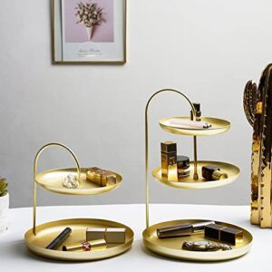 3-Tier Round Gold Jewelry Tray Organizer with Curved Lip, 12 Inch Decorative Vanity Tray Platter Necklace Holder, Multi et-029443-FBM-pt 0