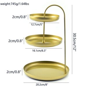 3-Tier Round Gold Jewelry Tray Organizer with Curved Lip, 12 Inch Decorative Vanity Tray Platter Necklace Holder, Multi et-029443-FBM-pt 0