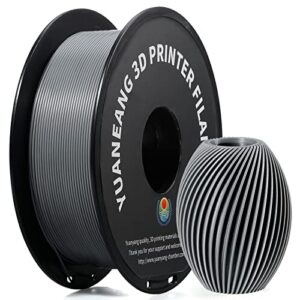 pla 3d printer filament, yuaneang gray pla filament, 1.75mm dimensional accuracy +/- 0.02 mm, 1 kg 2.2lbs spool