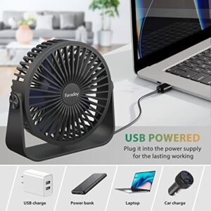 FARADAY Small Table Fans Bundle USB Desk Fans Personal Fan Ultra Quiet For Home Bedroom Office Desktop, 3 Speeds, Black
