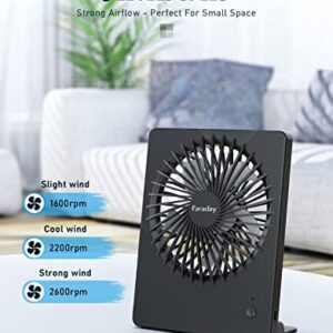 FARADAY Small Table Fans Bundle USB Desk Fans Personal Fan Ultra Quiet For Home Bedroom Office Desktop, 3 Speeds, Black