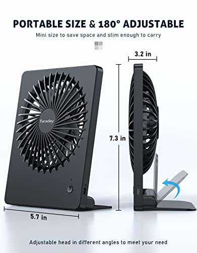 FARADAY Small Table Fans Bundle USB Desk Fans Personal Fan Ultra Quiet For Home Bedroom Office Desktop, 3 Speeds, Black