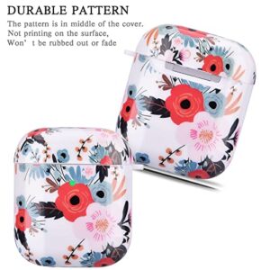 OLEBAND Airpods Case with Cute Skin and Keychain,Hard and Shockproof Airpods Cover for Women and Girls,Accessory Sets for Air pod 2 and 1,Colorful Flower