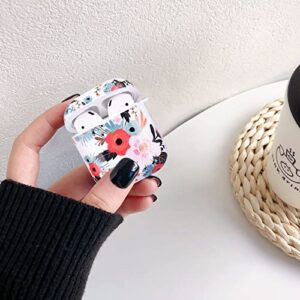 OLEBAND Airpods Case with Cute Skin and Keychain,Hard and Shockproof Airpods Cover for Women and Girls,Accessory Sets for Air pod 2 and 1,Colorful Flower