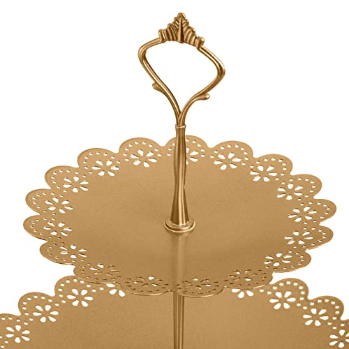 Suwimut 10 Pieces Gold Cake Stand Set, Metal Round Cupcake Holder Dessert Display Plate Serving Platter, Dessert Table Stands and Trays Set for Christmas, Wedding, Birthday, Anniversary, Tea Party