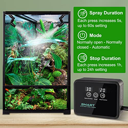 FORKPIE Reptile Mister Automatic Reptile Humidifiers Misting System Reptile Fogger Humidifiers Smart Timing Rainforest Sprayer, Timer Misting System for Reptiles Amphibians Breeding Plants Watering