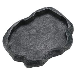 Reptile Feeder,Reptile Rock Food Dish,Terraium Bowl Plastic Shallow Reptile Feeder for Food and Water Feeding Dish for Lizard Gecko Bearded Dragon Chameleon(M-Moyu Green)