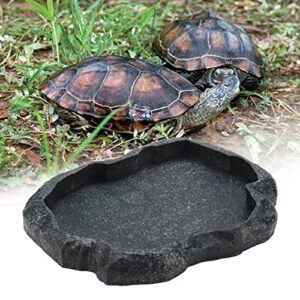 Reptile Feeder,Reptile Rock Food Dish,Terraium Bowl Plastic Shallow Reptile Feeder for Food and Water Feeding Dish for Lizard Gecko Bearded Dragon Chameleon(M-Moyu Green)