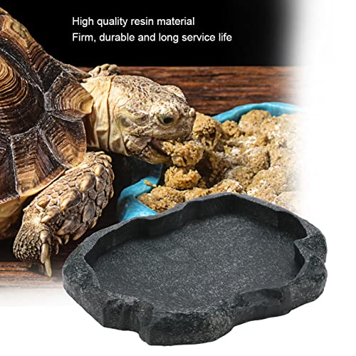 Reptile Feeder,Reptile Rock Food Dish,Terraium Bowl Plastic Shallow Reptile Feeder for Food and Water Feeding Dish for Lizard Gecko Bearded Dragon Chameleon(M-Moyu Green)