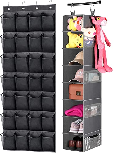 MISSLO 28 Large Pockets Hanging Shoe Organizer and 8-Shelf Hanging Shoe Organizer Clothes Closet Organizers and Storage Shelves Hat Holder