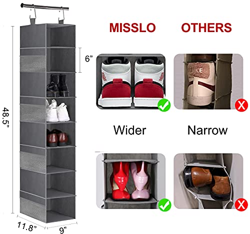 MISSLO 28 Large Pockets Hanging Shoe Organizer and 8-Shelf Hanging Shoe Organizer Clothes Closet Organizers and Storage Shelves Hat Holder