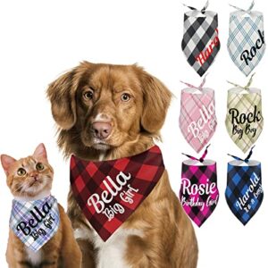 personalized dog bandanas boy girl custom dog bandanas large personalized plaid cat bandanas scarf triangle bibs kerchief puppy pet bandanas for dogs boy floral small dog bandana (plaid)