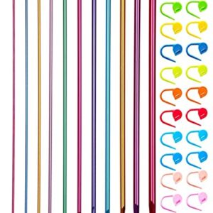 Cdrompy Tunisian Crochet Hook Set,11 Packs Tunisian Crochet Hook Afghan Aluminum Crochet Needle(2mm to 8mm)