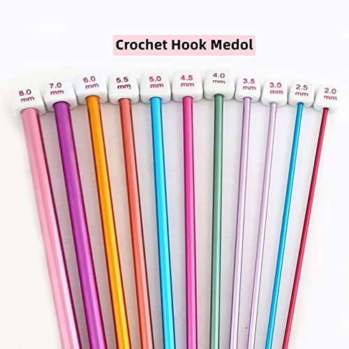 Cdrompy Tunisian Crochet Hook Set,11 Packs Tunisian Crochet Hook Afghan Aluminum Crochet Needle(2mm to 8mm)