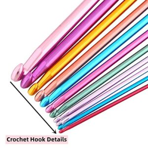 Cdrompy Tunisian Crochet Hook Set,11 Packs Tunisian Crochet Hook Afghan Aluminum Crochet Needle(2mm to 8mm)