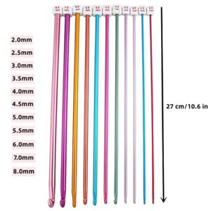 Cdrompy Tunisian Crochet Hook Set,11 Packs Tunisian Crochet Hook Afghan Aluminum Crochet Needle(2mm to 8mm)