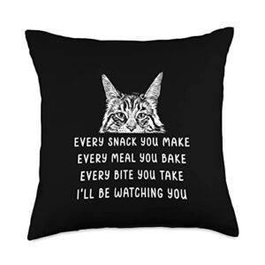 every snack you make maine coon cat snack you make every meal you bake maine coon cat throw pillow, 18x18, multicolor