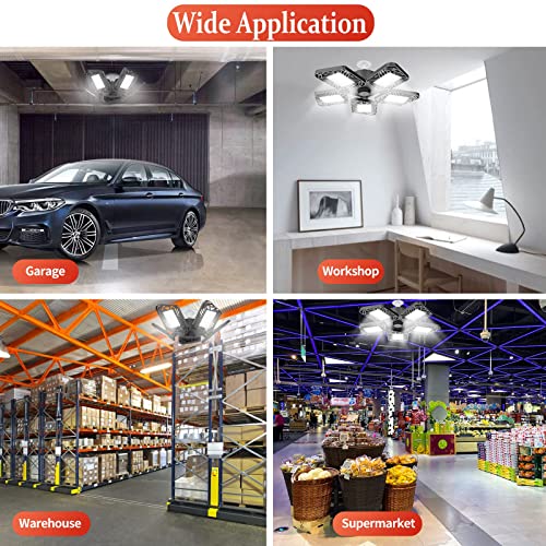 LED Garage Lights, Deformable LED Garage Ceiling Lights with 5 Adjustable Multi-Position Panels, 160W 14000LM Super Bright Garage Light Bulbs, LED Shop Lights for Garage Workshop Basement Attic