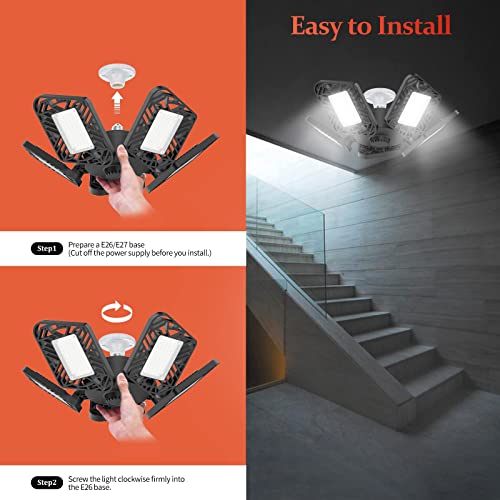 LED Garage Lights, Deformable LED Garage Ceiling Lights with 5 Adjustable Multi-Position Panels, 160W 14000LM Super Bright Garage Light Bulbs, LED Shop Lights for Garage Workshop Basement Attic