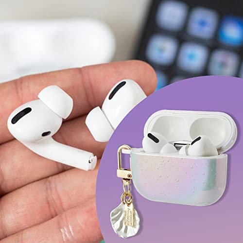 LAX Gadgets AirPods Pro Case Cover - Protective Compatible with Apple AirPod Pro - Lightweight Case with Carabiner Key Ring  Easy to Use - Pearl