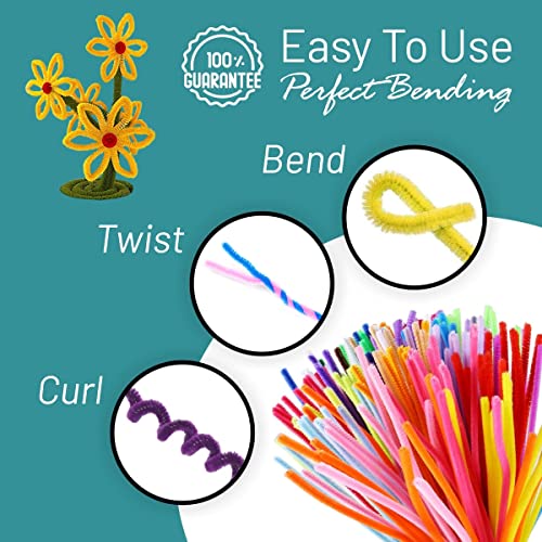 Pipe Cleaners- 1000 Pc. Pipe Cleaner 10 Assorted Colors Chenille Stems, Pipe Cleaners Craft, Fuzzy Sticks Great Craft Supplies DIY Art & Craft Projects| 6mm x12 inch