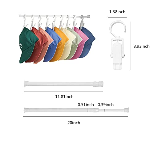 10 PCS Super Strong Plastic Swivel Hanging Hooks Home Swivel Laundry Clips Curtain Clips Clothes Pins Beach Towel Clips,1 PCS Tension Rod, Wardrobe Bars, Drying Support Rods