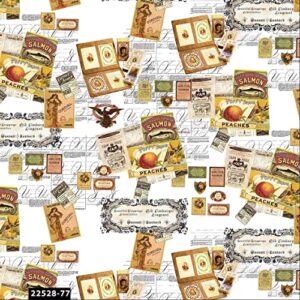 texco inc 100% combed quilting prints craft cotton apparel home/diy fabric, offwhite ocher marsala olive 2 yards