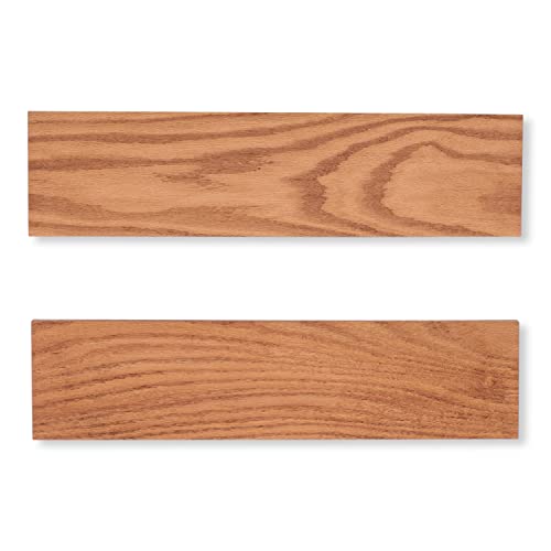 DAKODA LOVE Solid Oak Hardwood Floating Shelves | Designer Woodshop Value Line | Easy Install One Piece Brackets | Set of 2 (Honey, 24" L x 6" D)