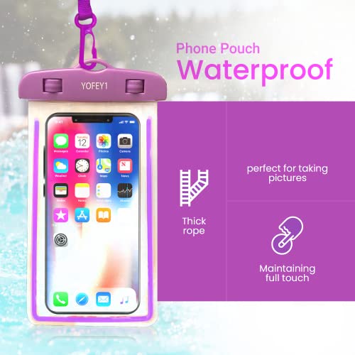 2 Pack Waterproof Phone Pouch Floating, Color Pink and Purple, Waterproof Cellphone case, Water Resistant Phone Holder Bag Phones and iPhones Samsung Galaxy up to 6.9"