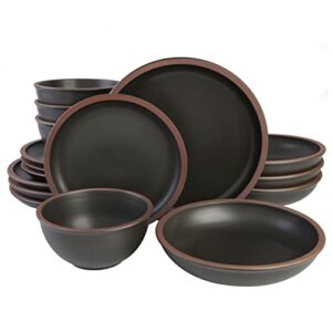 gibson elite lagos coupe dinnerware set, service for 4 (16pcs), black