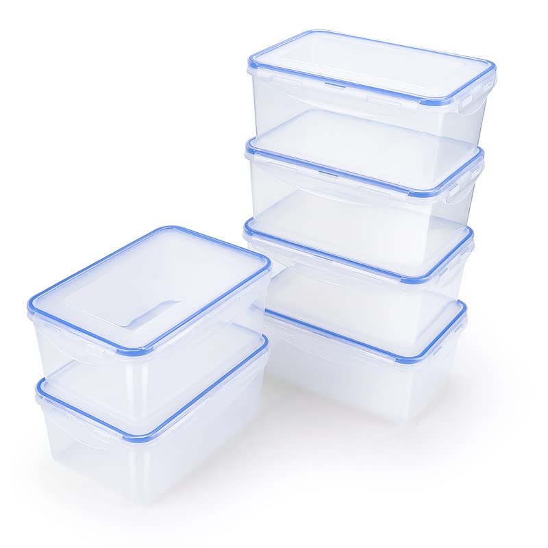 Tauno Plastic Food Storage Containers with Airtight Lids, 6.3 Cup Food Prep Containers for Kitchen and Pantry Organization, Reusable and BPA Free Lunch Boxes, Microwave/Dishwasher/Freezer Safe, 10 Pack