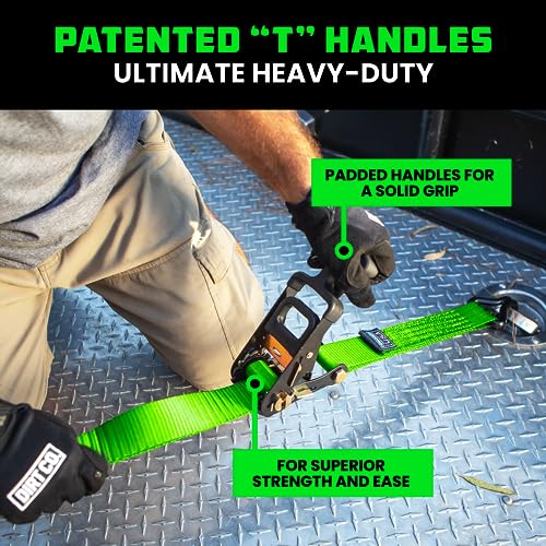 Rhino USA Ratchet Car Tie Down Straps - Heavy Duty 11,128lb Break Strength - Ultimate Trailer Tie Downs Straps for Truck, Cars & UTV - Towing Accessories with Axle Straps for Cargo Trailers