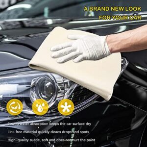 Nicetage Chamois Cloth for Car-1 Car Shammy Towel + 1 Bonus Car Wash Mitt - 11.8'' X15.7'' - Scratch-Free Shammy Cloth for Car