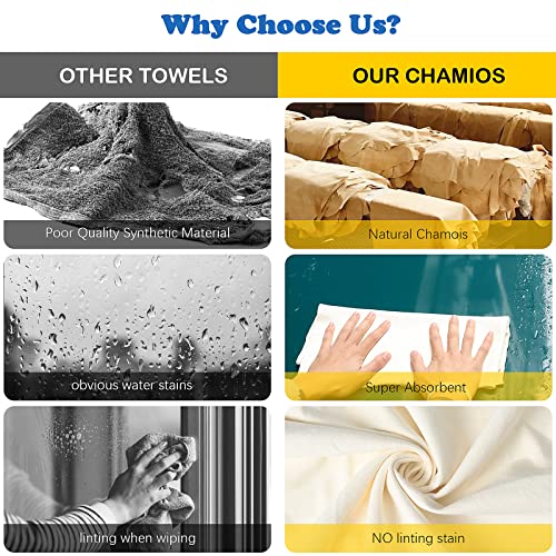 Nicetage Chamois Cloth for Car-1 Car Shammy Towel + 1 Bonus Car Wash Mitt - 11.8'' X15.7'' - Scratch-Free Shammy Cloth for Car