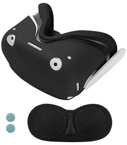 geiomoo 4 in 1 set silicone cover compatible with oculus quest 2, protective vr shell (black)