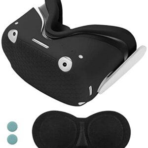 Geiomoo 4 in 1 Set Silicone Cover Compatible with Oculus Quest 2, Protective VR Shell (Black)