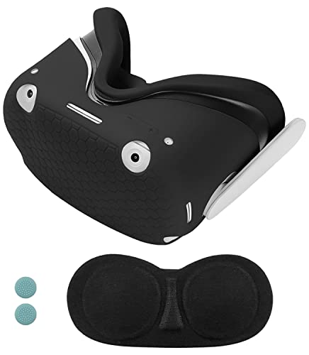 Geiomoo 4 in 1 Set Silicone Cover Compatible with Oculus Quest 2, Protective VR Shell (Black)