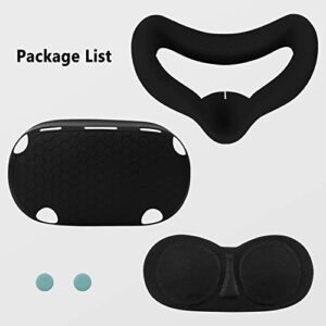 Geiomoo 4 in 1 Set Silicone Cover Compatible with Oculus Quest 2, Protective VR Shell (Black)