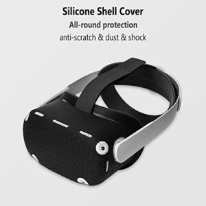 Geiomoo 4 in 1 Set Silicone Cover Compatible with Oculus Quest 2, Protective VR Shell (Black)