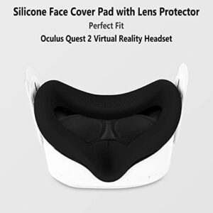 Geiomoo 4 in 1 Set Silicone Cover Compatible with Oculus Quest 2, Protective VR Shell (Black)