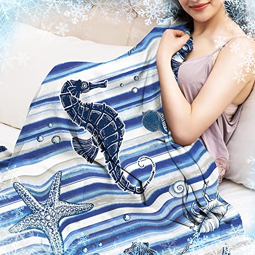 Cooling Blankets for Hot Sleepers, Night Sweats Summer Blanket Lightweight Double Sided Cool Effect, Soft Cold Blankets for Hot Sleepers Sleeping 79"x86" Absorb Heat Keep Cool(Ocean Theme)