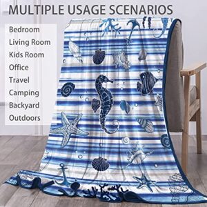 Cooling Blankets for Hot Sleepers, Night Sweats Summer Blanket Lightweight Double Sided Cool Effect, Soft Cold Blankets for Hot Sleepers Sleeping 79"x86" Absorb Heat Keep Cool(Ocean Theme)