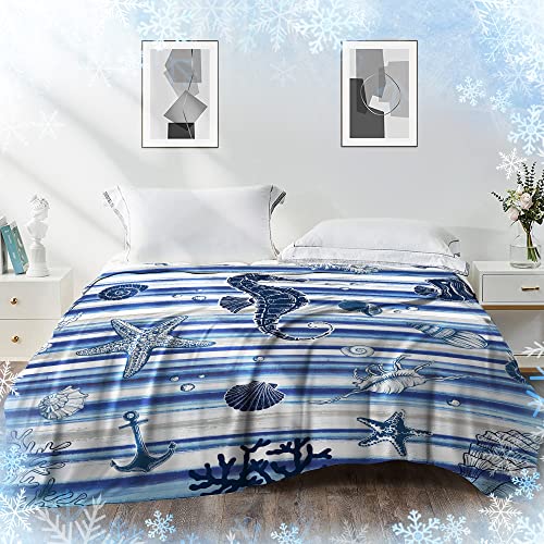 Cooling Blankets for Hot Sleepers, Night Sweats Summer Blanket Lightweight Double Sided Cool Effect, Soft Cold Blankets for Hot Sleepers Sleeping 79"x86" Absorb Heat Keep Cool(Ocean Theme)