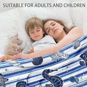 Cooling Blankets for Hot Sleepers, Night Sweats Summer Blanket Lightweight Double Sided Cool Effect, Soft Cold Blankets for Hot Sleepers Sleeping 79"x86" Absorb Heat Keep Cool(Ocean Theme)
