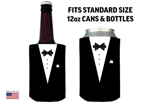 Funny Tuxedo Classy Joke Collapsible Can Bottle Beverage Cooler Sleeves 2 Pack