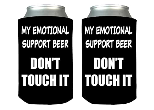 Funny Emotional Support Drink Collapsible Can Bottle Beverage Cooler Sleeves 2 Pack Joke Gag Gift Idea