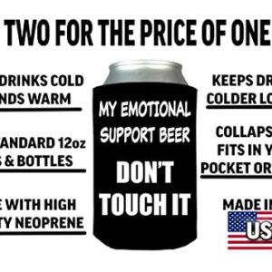 Funny Emotional Support Drink Collapsible Can Bottle Beverage Cooler Sleeves 2 Pack Joke Gag Gift Idea