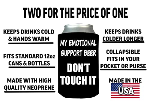 Funny Emotional Support Drink Collapsible Can Bottle Beverage Cooler Sleeves 2 Pack Joke Gag Gift Idea