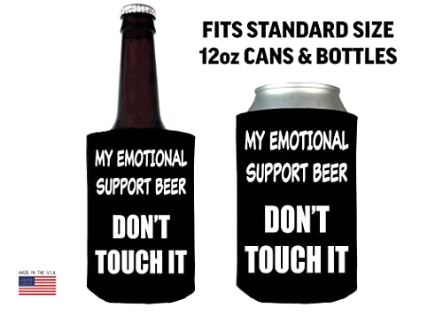 Funny Emotional Support Drink Collapsible Can Bottle Beverage Cooler Sleeves 2 Pack Joke Gag Gift Idea